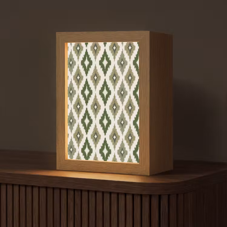 Geografisch - Ruitmotief - Groen Light Box met kabel (Tafellamp) klein 925 -z3d_website
