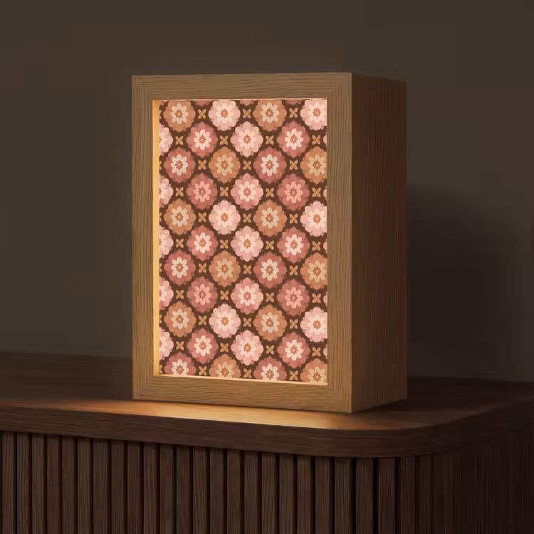 Geometrisch - Bloemen - Kleurrijk Light Box met kabel (Tafellamp) klein 925 -z3d_website