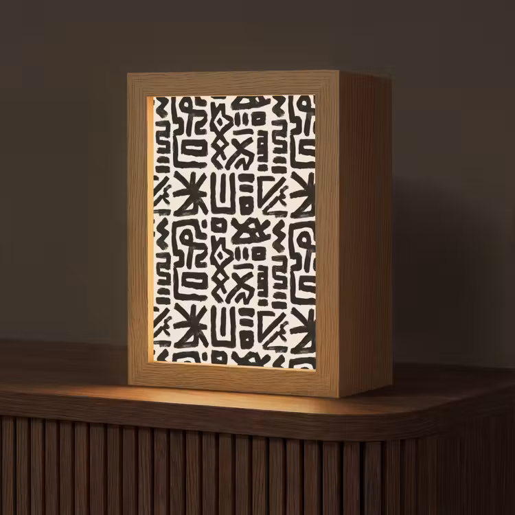 Geometrisch - Figuren - Zwart Light Box met kabel (Tafellamp) klein 925 -z3d_website