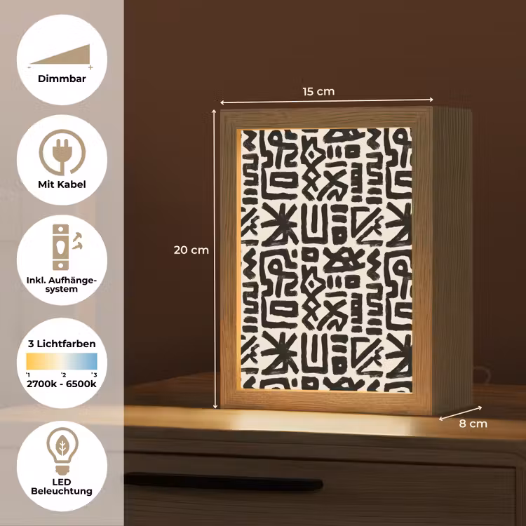 Geometrisch - Figuren - Zwart Light Box met kabel (Tafellamp) klein 925 -USP_DE