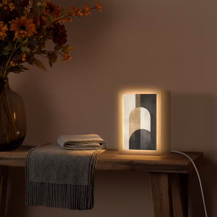 Geometrische - Vormen - Wit Light Box met kabel (Tafellamp) klein -sfeer4
