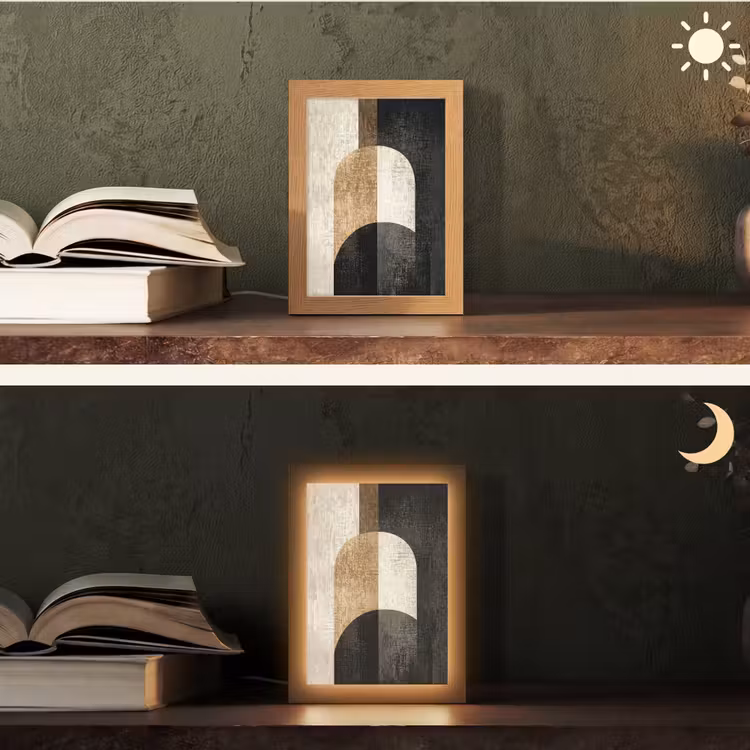 Geometrische - Vormen - Wit Light Box met kabel (Tafellamp) klein -sfeer3