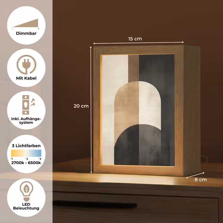 Geometrische - Vormen - Wit Light Box met kabel (Tafellamp) klein -USP_DE