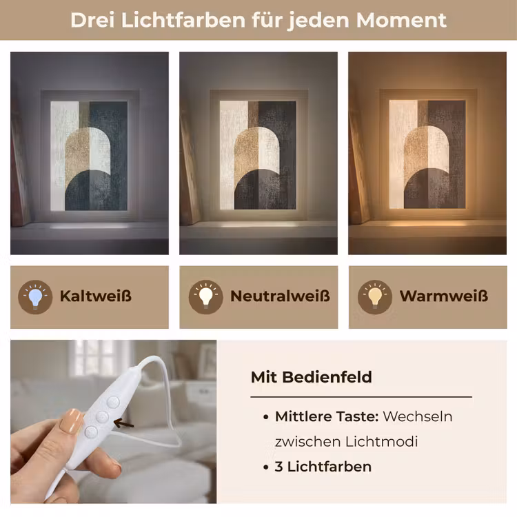 Geometrische - Vormen - Wit Light Box met kabel (Tafellamp) klein -USP_lichtkleurDE