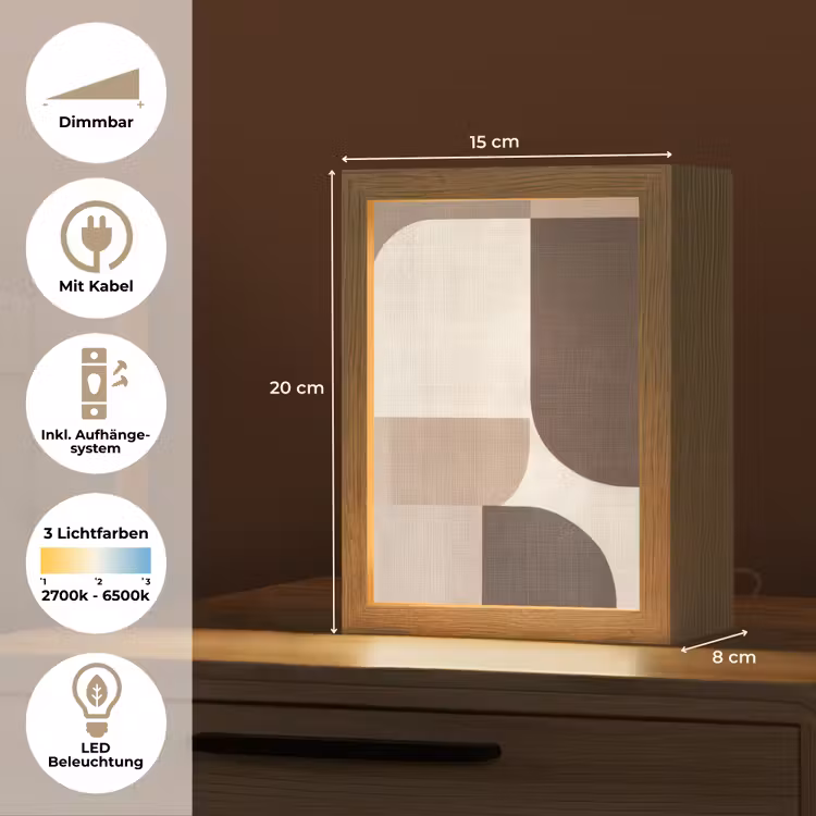 Geometrisch - Geweven structuur - Modern Light Box met kabel (Tafellamp) klein -USP_DE