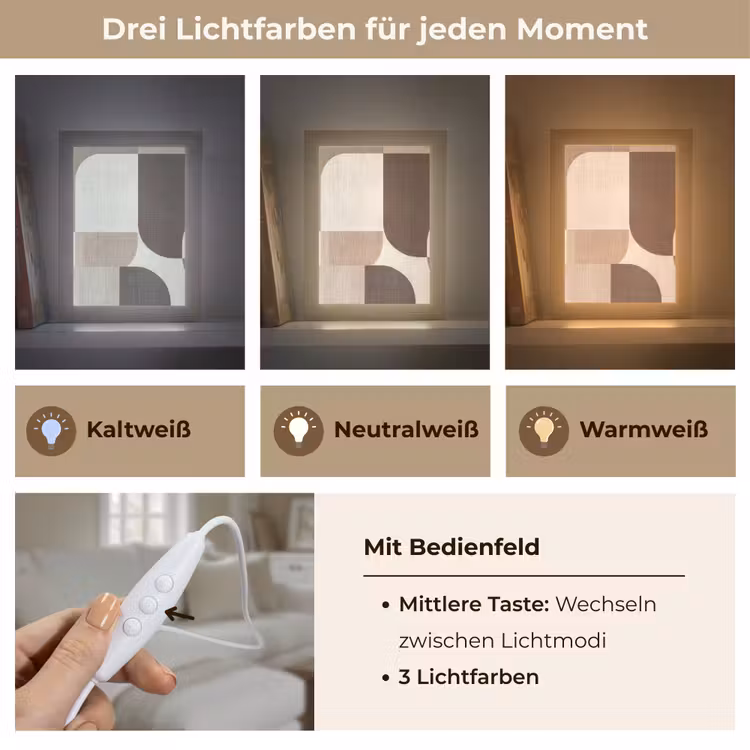 Geometrisch - Geweven structuur - Modern Light Box met kabel (Tafellamp) klein -USP_lichtkleurDE