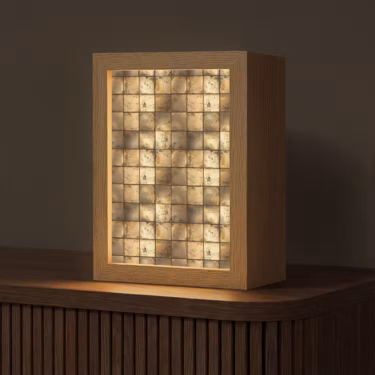 Geometrisch - Tegels - Goud Light Box met kabel (Tafellamp) klein 925 -z3d_website