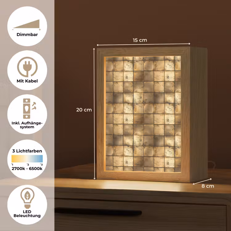 Geometrisch - Tegels - Goud Light Box met kabel (Tafellamp) klein 925 -USP_DE