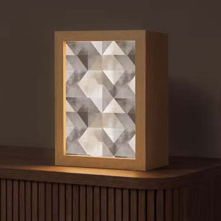 Geometrisch - Motief - Aardetinten Light Box met kabel (Tafellamp) klein 925 -z3d_website