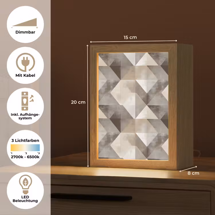Geometrisch - Motief - Aardetinten Light Box met kabel (Tafellamp) klein 925 -USP_DE
