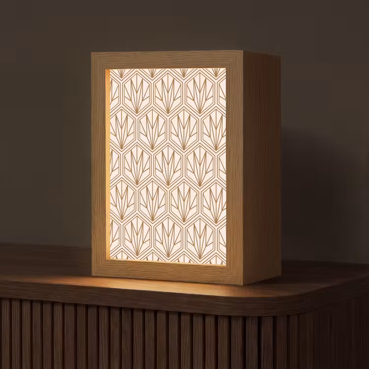 Geometrisch - Patroon - Beige Light Box met kabel (Tafellamp) klein 925 -z3d_website