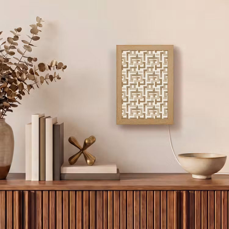 Geometrisch - Retro - Bruin Light Box met kabel (Tafellamp) klein 925 -sfeer2