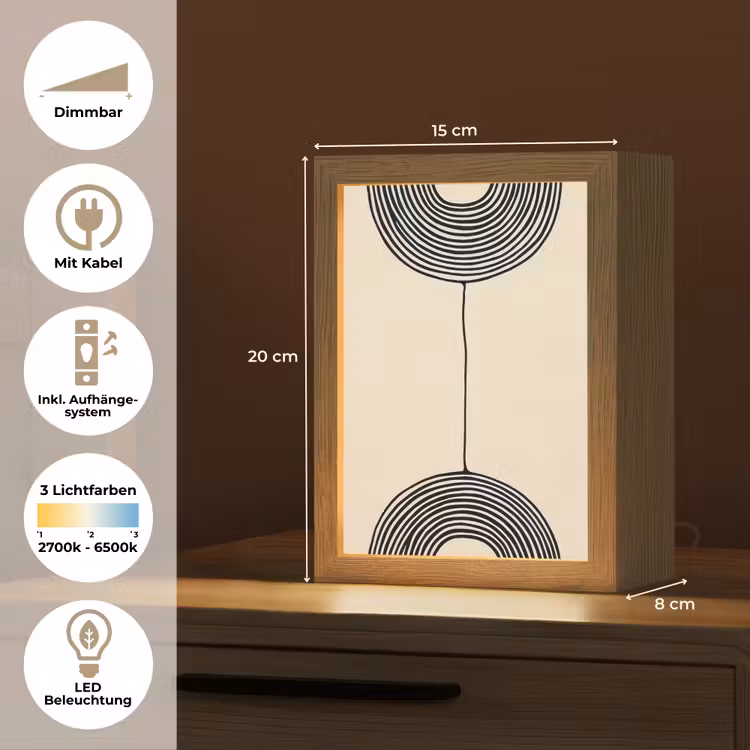 Geometrische bogen - Minimalistisch - Symmetrisch Light Box met kabel (Tafellamp) klein -USP_DE