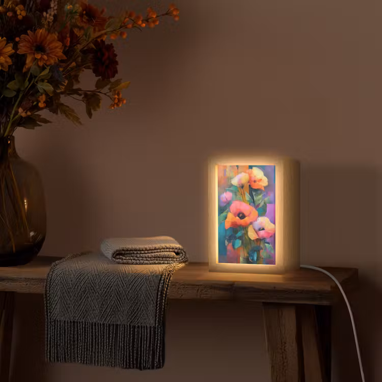 Geometrische kleurvlaken - Modern - Fantasiebloemen Light Box met kabel (Tafellamp) klein -sfeer4