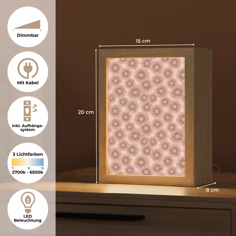 Gerbera - Bloemen - Roze Light Box met kabel (Tafellamp) klein 925 -USP_DE
