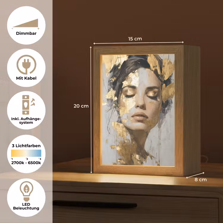 Sierlijk - Vrouw - Goud - Ogen Light Box met kabel (Tafellamp) klein -USP_DE