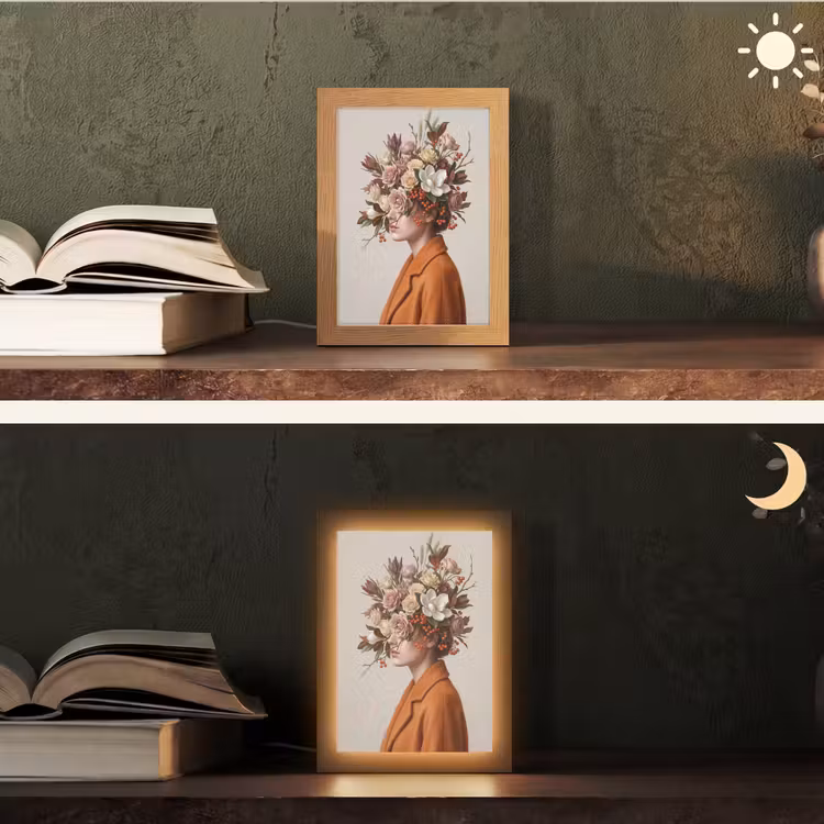 Gezicht - Boeket - Kleurrijk Light Box met kabel (Tafellamp) klein -sfeer3