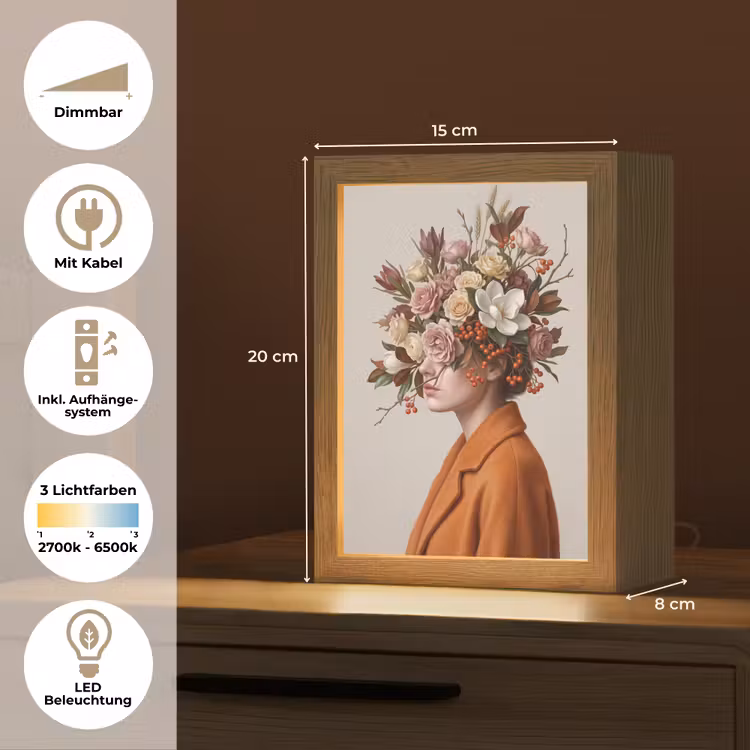 Gezicht - Boeket - Kleurrijk Light Box met kabel (Tafellamp) klein -USP_DE