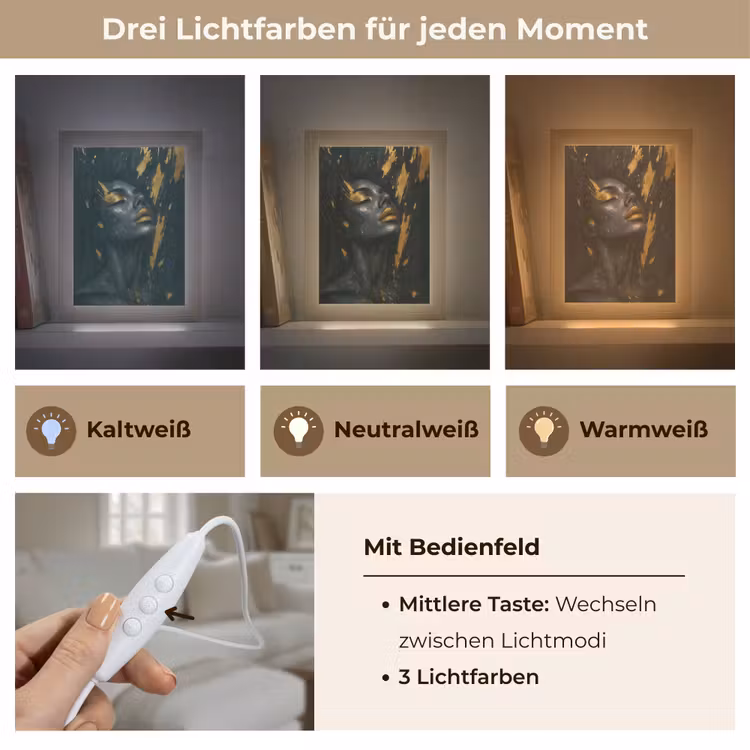 Gezicht - Vrouw - Verfspatten - Abstract Light Box met kabel (Tafellamp) klein -USP_lichtkleurDE