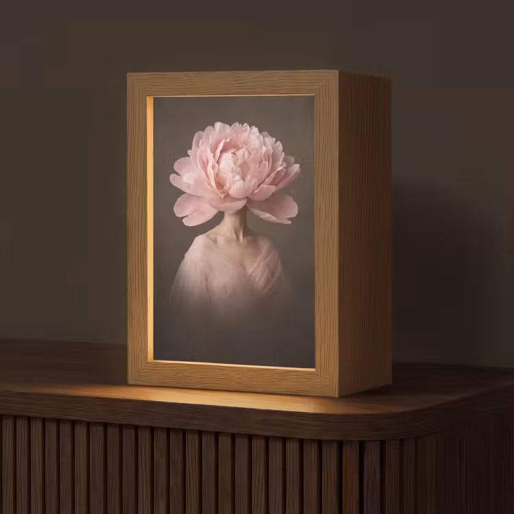 Gezicht - Roos - Roze Light Box met kabel (Tafellamp) klein -z3d_website