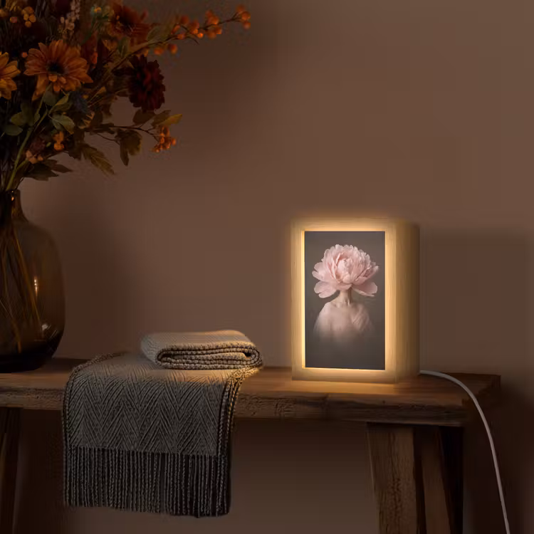 Gezicht - Roos - Roze Light Box met kabel (Tafellamp) klein -sfeer4