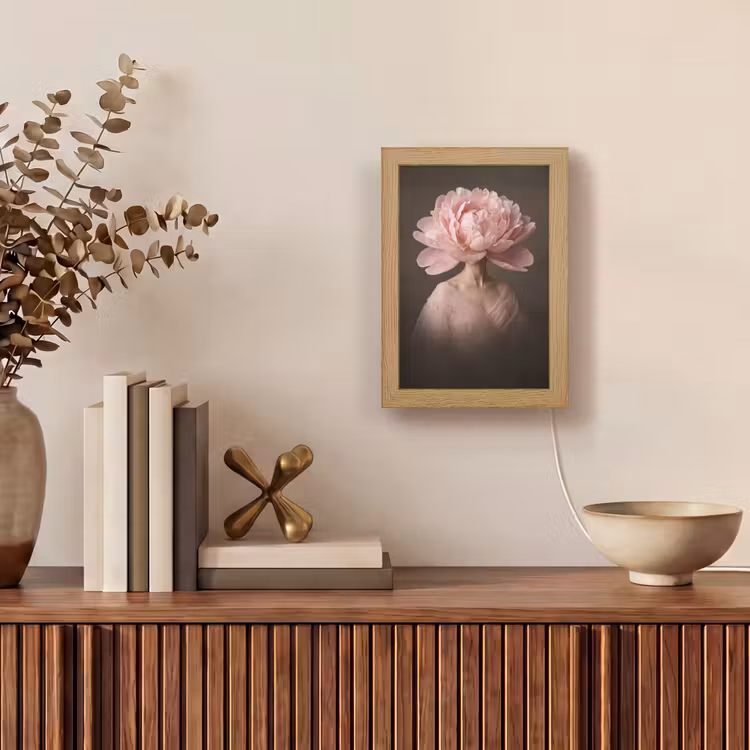 Gezicht - Roos - Roze Light Box met kabel (Tafellamp) klein -sfeer2