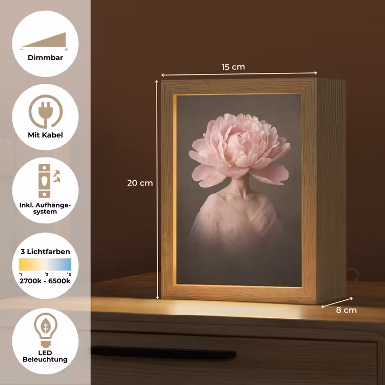 Gezicht - Roos - Roze Light Box met kabel (Tafellamp) klein -USP_DE