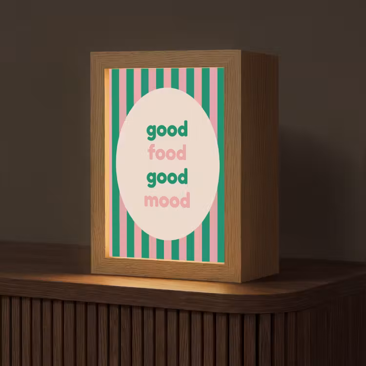 Gestreept - Quote - Ovaal - Roze Light Box met kabel (Tafellamp) klein -z3d_website