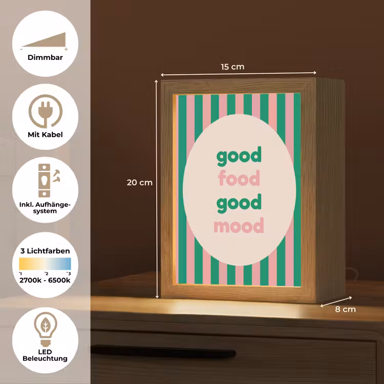 Gestreept - Quote - Ovaal - Roze Light Box met kabel (Tafellamp) klein -USP_DE
