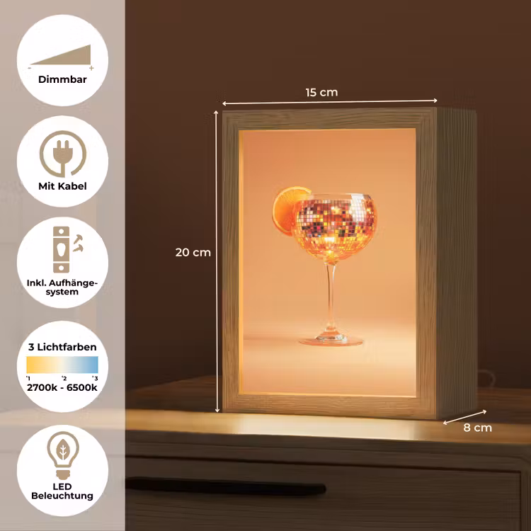 Drank - Oranje - Glitter - Disco Light Box met kabel (Tafellamp) klein -USP_DE