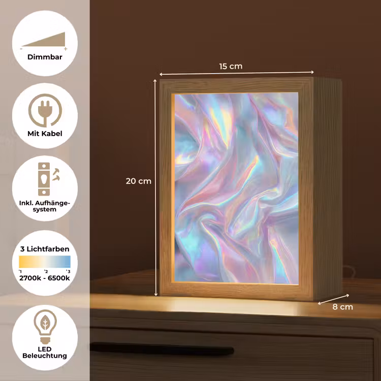 Golvend - Pasteltinten - Glanzend - Stof Light Box met kabel (Tafellamp) klein -USP_DE