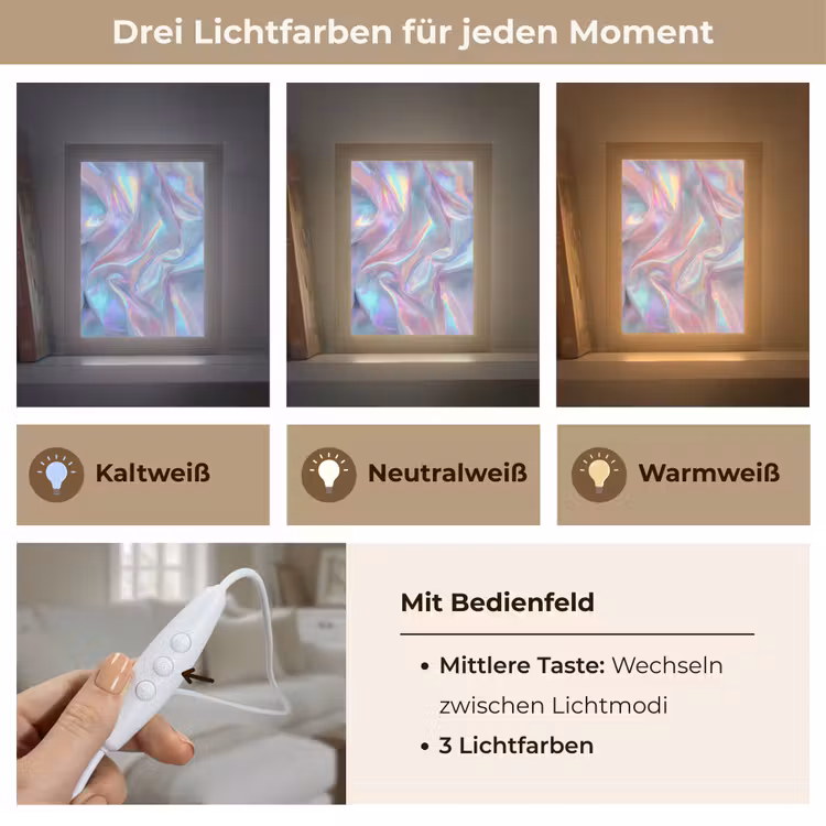 Golvend - Pasteltinten - Glanzend - Stof Light Box met kabel (Tafellamp) klein -USP_lichtkleurDE
