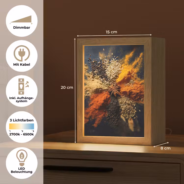 Specerijen - Explosie - Oranje Light Box met kabel (Tafellamp) klein -USP_DE