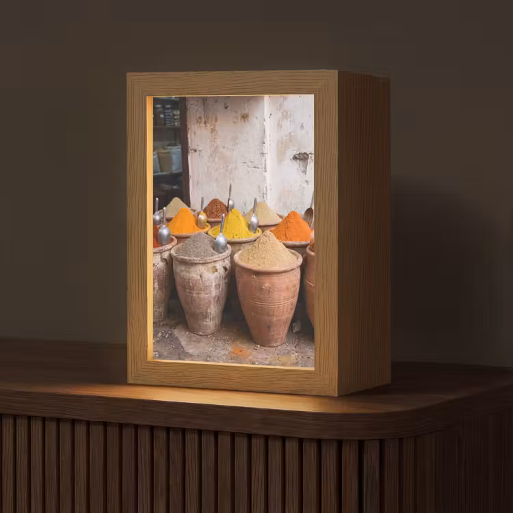 Tischlampe - Gewürze – Gläser – Orientalisch - Kruiden - Potten - Oosters Light Box met kabel (Tafellamp) klein