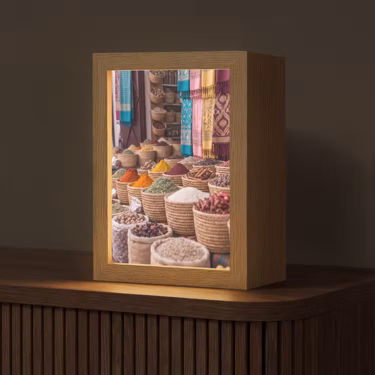 Tischlampe - Gewürze – Körbe – Orientalisch - Kruiden - Manden - Oosters Light Box met kabel (Tafellamp) klein