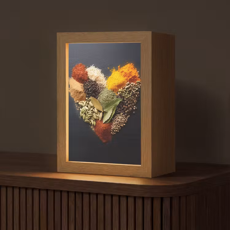 Specerijen - Mix - Hartvorm - Zwart Light Box met kabel (Tafellamp) klein -z3d_website