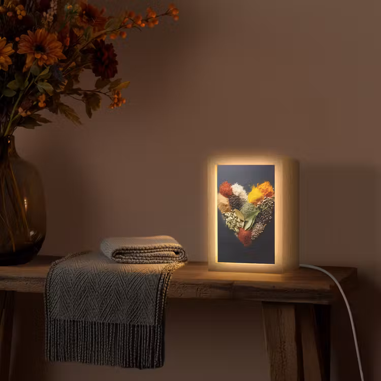 Specerijen - Mix - Hartvorm - Zwart Light Box met kabel (Tafellamp) klein -sfeer4