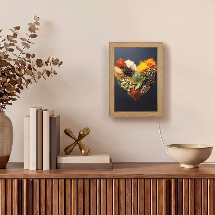 Specerijen - Mix - Hartvorm - Zwart Light Box met kabel (Tafellamp) klein -sfeer2