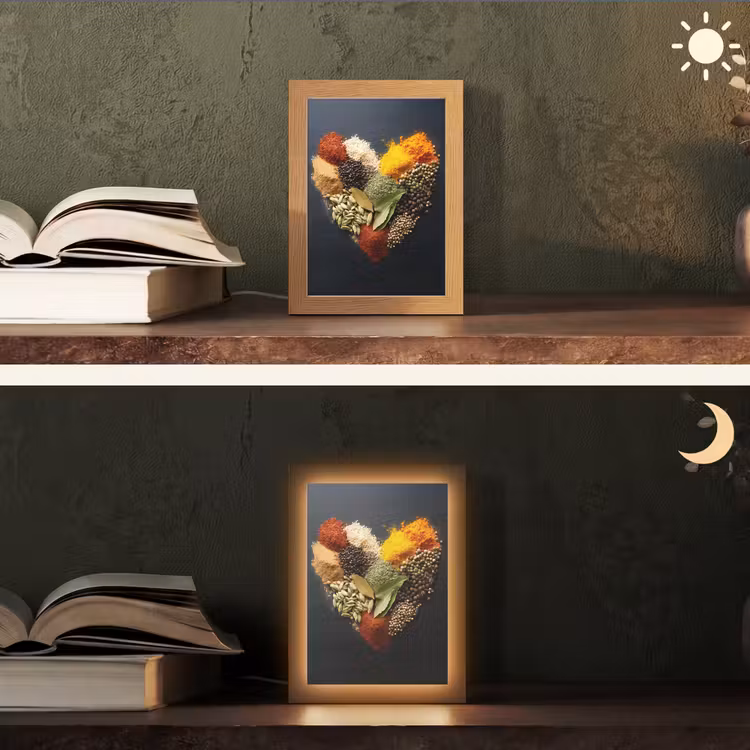 Specerijen - Mix - Hartvorm - Zwart Light Box met kabel (Tafellamp) klein -sfeer3