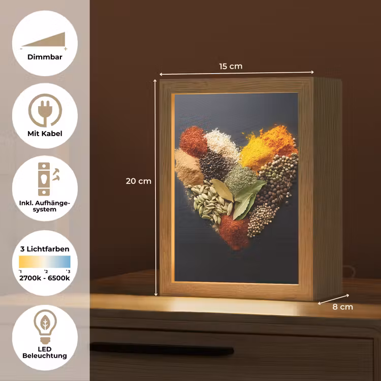 Specerijen - Mix - Hartvorm - Zwart Light Box met kabel (Tafellamp) klein -USP_DE