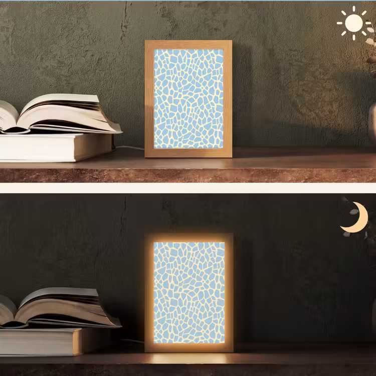 Giraf - Modern - Blauw Light Box met kabel (Tafellamp) klein 925 -sfeer3