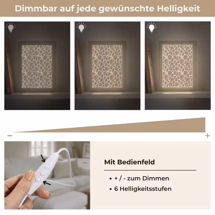 Giraf - Patroon - Beige - Bruin Light Box met kabel (Tafellamp) klein 925 -USP_dimbaarDE