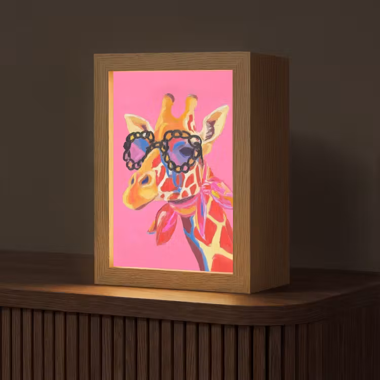 Giraf - Roze - Bril - Sjaal Light Box met kabel (Tafellamp) klein -z3d_website