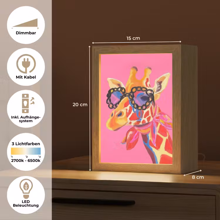Giraf - Roze - Bril - Sjaal Light Box met kabel (Tafellamp) klein -USP_DE