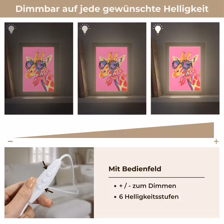 Giraf - Roze - Bril - Sjaal Light Box met kabel (Tafellamp) klein -USP_dimbaarDE