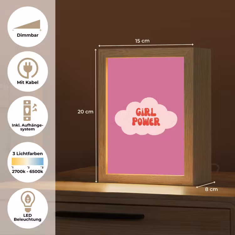 Girl power - Wolk - Roze Light Box met kabel (Tafellamp) klein -USP_DE