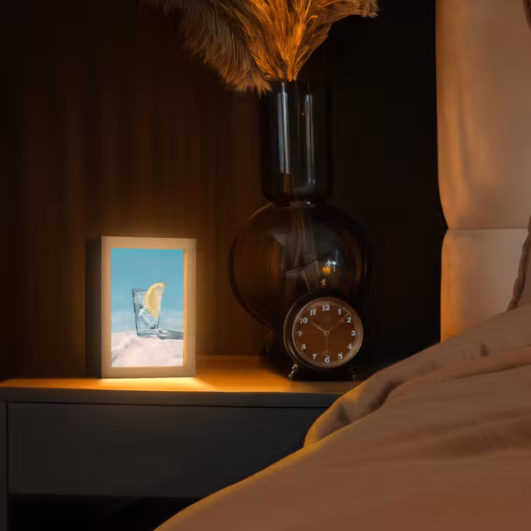 Glas - ijsblokjes - Citroen Light Box met kabel (Tafellamp) klein -sfeer1