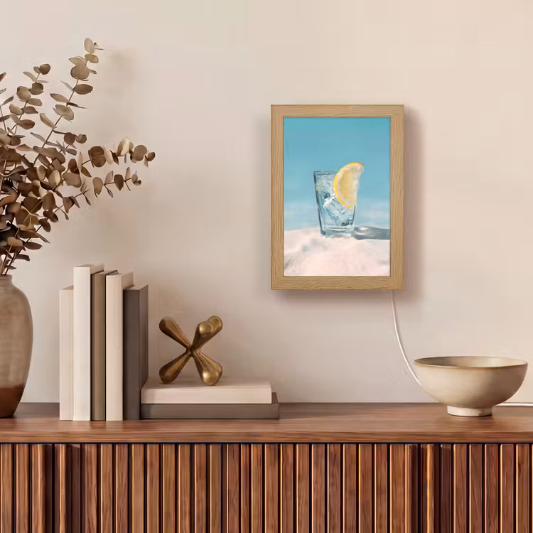 Glas - ijsblokjes - Citroen Light Box met kabel (Tafellamp) klein -sfeer2