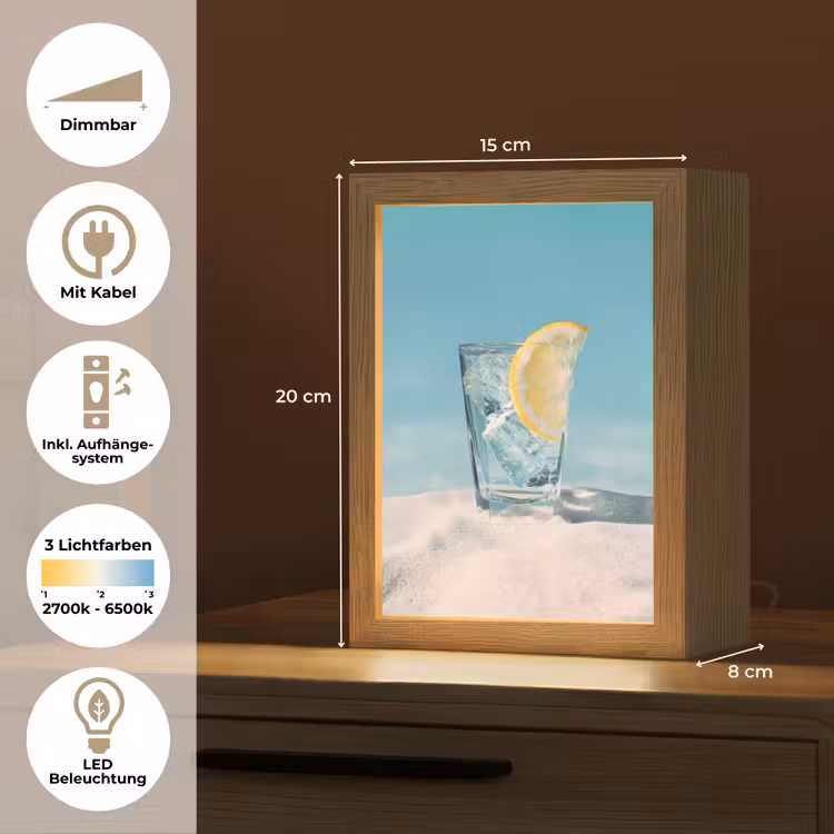 Glas - ijsblokjes - Citroen Light Box met kabel (Tafellamp) klein -USP_DE