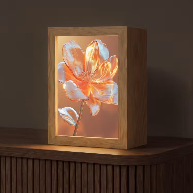 Glazen - Bloem - Zonlicht Light Box met kabel (Tafellamp) klein -z3d_website
